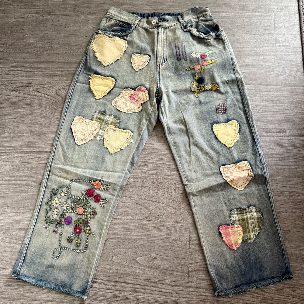 Embroidered Patchwork Women Jeans